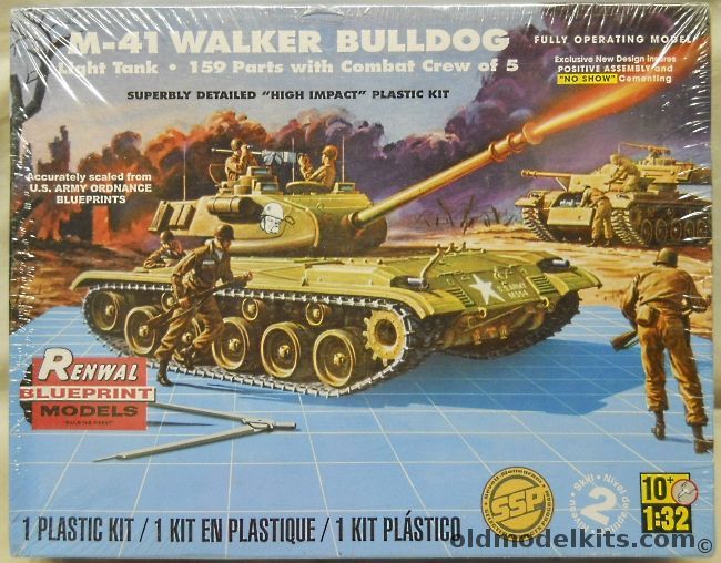 Renwal 1/32 Walker Bulldog Light Tank and Combat Crew - Revell SSP, 85-7814 plastic model kit